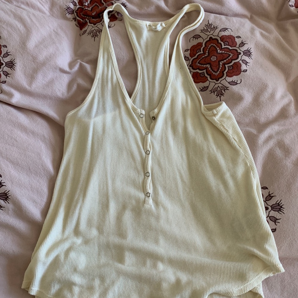 Truly Madly Deeply Cream Tank Top w/ Buttons